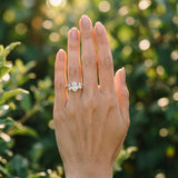 White gold Oval Three-Stone Diamond Ring with Solitaire Band and Four-Prong Setting_28