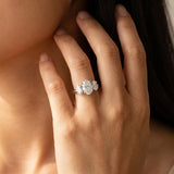 White gold Oval Three-Stone Diamond Ring with Solitaire Band and Four-Prong Setting_30
