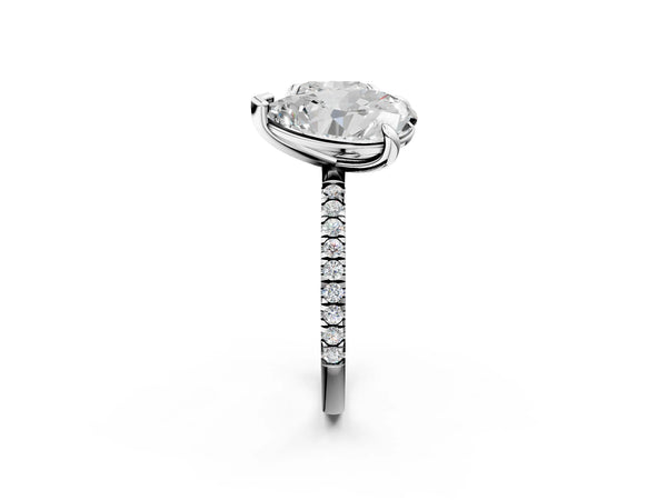White gold Oval and Cushion Toi Moi Ring with Prong Setting and Micro Pave Band