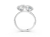 White gold Oval and Cushion Toi Moi Ring with Prong Setting and Pave Band 3
