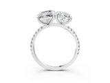 White gold Oval and Emerald Toi Moi Ring with Prong Setting and Micro Pave Band 3