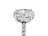 White gold Oval and Emerald Toi Moi Ring with Prong Setting and Micro Pave Band 5