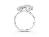White gold Oval and Heart Toi Moi Ring with Prong Setting and Micro Pave Band 3
