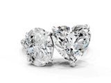 White gold Oval and Heart Toi Moi Ring with Prong Setting and Micro Pave Band
