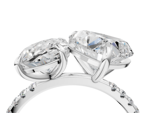 White gold Oval and Heart Toi Moi Ring with Prong Setting and Pave Band_21