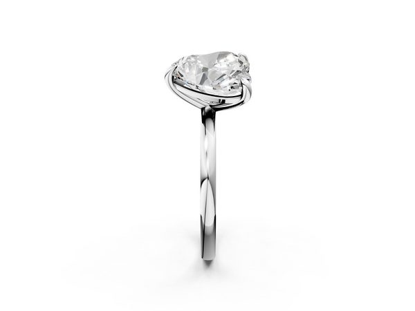 Silver 2.01 Carat D VVS2 Oval and Heart Toi Moi Ring with Prong Setting and Plain Band