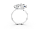White gold Oval and Heart Toi Moi Ring with Prong Setting and Plain Band_16