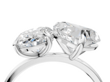 Silver Oval and Heart Toi Moi Ring with Prong Setting and Plain Band