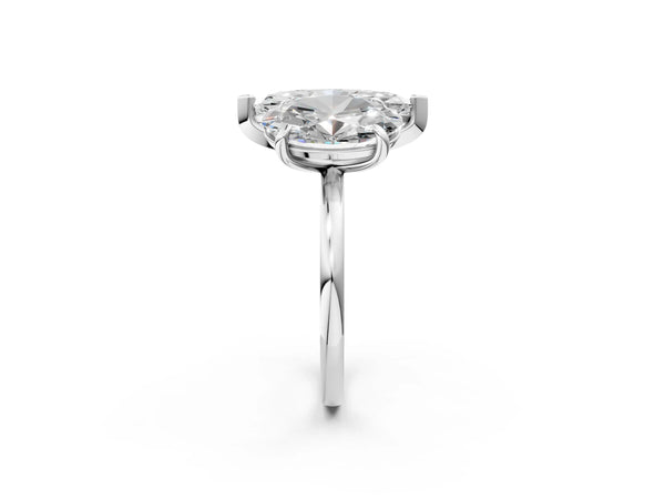 Platinum Oval and Marquise Toi Moi Ring with Prong Setting and Plain Band