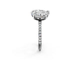 White gold Oval and Pear Toi Moi Ring with Prong Setting and Micro Pave Band 2