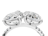 White gold Oval and Pear Toi Moi Ring with Prong Setting and Micro Pave Band 4