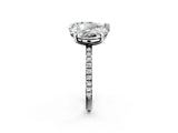 White gold Oval and Pear Toi Moi Ring with Prong Setting and Pave Band 2