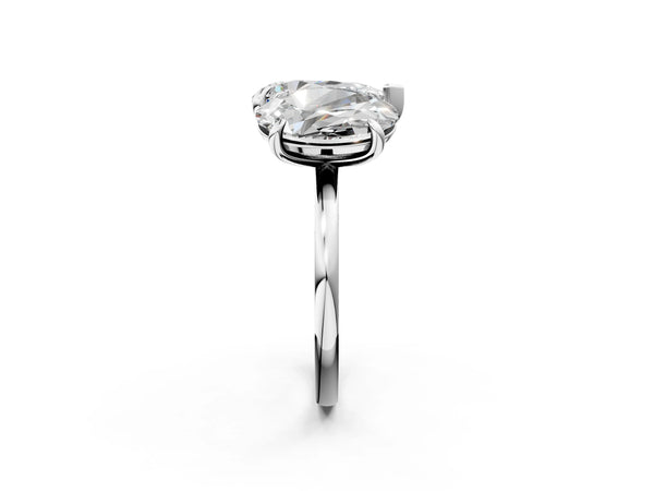 White gold Oval and Pear Toi Moi Ring with Prong Setting and Plain Band