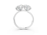 White gold Oval and Pear Toi Moi Ring with Prong Setting and Plain Band 3