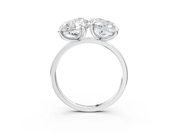 White gold Oval and Pear Toi Moi Ring with Prong Setting and Plain Band