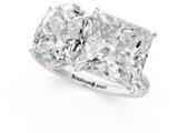 White gold Oval and Princess Toi Moi Ring with Prong Setting and Micro Pave Band 1