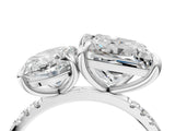 White gold Oval and Princess Toi Moi Ring with Prong Setting and Micro Pave Band 4