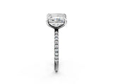 White gold Oval and Princess Toi Moi Ring with Prong Setting and Pave Band 2