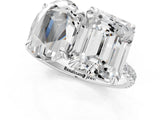 White gold Oval and Radiant Toi Moi Ring with Prong Setting and Pave Band_106