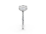 White gold Oval and Radiant Toi Moi Ring with Prong Setting and Pave Band_107