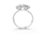 White gold Oval and Radiant Toi Moi Ring with Prong Setting and Pave Band_108
