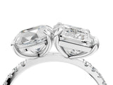 White gold Oval and Radiant Toi Moi Ring with Prong Setting and Pave Band_109