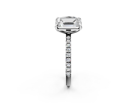 White gold Oval and Radiant Toi Moi Ring with Prong Setting and Pave Band_36