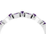 White gold Pavé Cushion Amethyst Cluster Eternity Band with Prong Setting_10