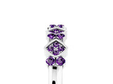 White gold Pavé Cushion Amethyst Cluster Eternity Band with Prong Setting_11