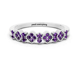 White gold Pavé Cushion Amethyst Cluster Eternity Band with Prong Setting_18
