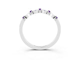 White gold Pavé Cushion Amethyst Cluster Eternity Band with Prong Setting_21