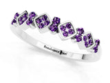White gold Pavé Cushion Amethyst Cluster Eternity Band with Prong Setting_7