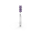 White gold Pavé Cushion Amethyst Cluster Eternity Band with Prong Setting_8
