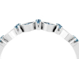 White gold Pavé Cushion Aquamarine Cluster Eternity Band with Prong Setting_10