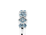 White gold Pavé Cushion Aquamarine Cluster Eternity Band with Prong Setting_11