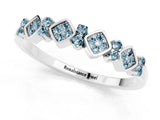 White gold Pavé Cushion Aquamarine Cluster Eternity Band with Prong Setting_19