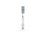White gold Pavé Cushion Aquamarine Cluster Eternity Band with Prong Setting_8