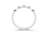 White gold Pavé Cushion Aquamarine Cluster Eternity Band with Prong Setting_9