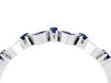 White gold Pavé Cushion Blue Sapphire Cluster Eternity Band with Prong Setting_10
