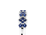 White gold Pavé Cushion Blue Sapphire Cluster Eternity Band with Prong Setting_11