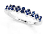 White gold Pavé Cushion Blue Sapphire Cluster Eternity Band with Prong Setting_19