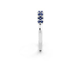 White gold Pavé Cushion Blue Sapphire Cluster Eternity Band with Prong Setting_8