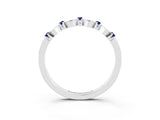 White gold Pavé Cushion Blue Sapphire Cluster Eternity Band with Prong Setting_9