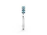 White gold Pavé Cushion Blue Topaz Cluster Eternity Band with Prong Setting_8