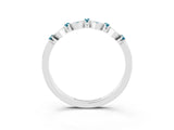 White gold Pavé Cushion Blue Topaz Cluster Eternity Band with Prong Setting_9