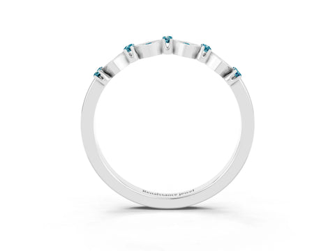 White gold Pavé Cushion Blue Topaz Cluster Eternity Band with Prong Setting_9