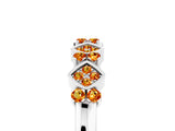 White gold Pavé Cushion Citrine Cluster Eternity Band with Prong Setting_11