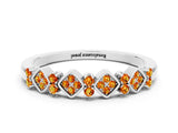 White gold Pavé Cushion Citrine Cluster Eternity Band with Prong Setting_6