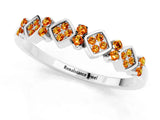 White gold Pavé Cushion Citrine Cluster Eternity Band with Prong Setting_7