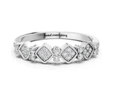 White gold Pavé Cushion Diamond Cluster Eternity Band with Prong Setting_76